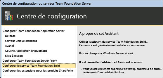 Centre de configuration de Team Foundation Server