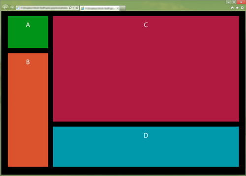 Capture d’écran d’une page Web présentant une disposition en grille en orientation Paysage