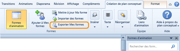 Exporter vos formes personnalisées