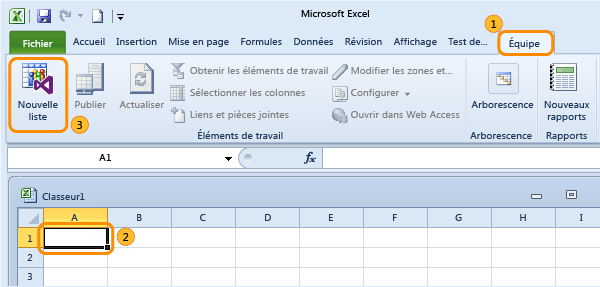 Créer une connexion de liste entre Excel et TFS