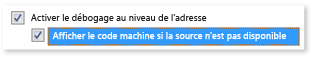 Options de code machine Options / Débogage / Général