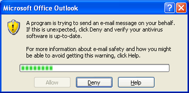 Invite de sécurité de la messagerie électronique d'Outlook 2007