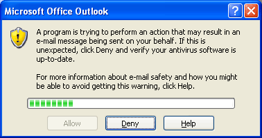 Invite de sécurité concernant les actions d'exécution dans Outlook 2007