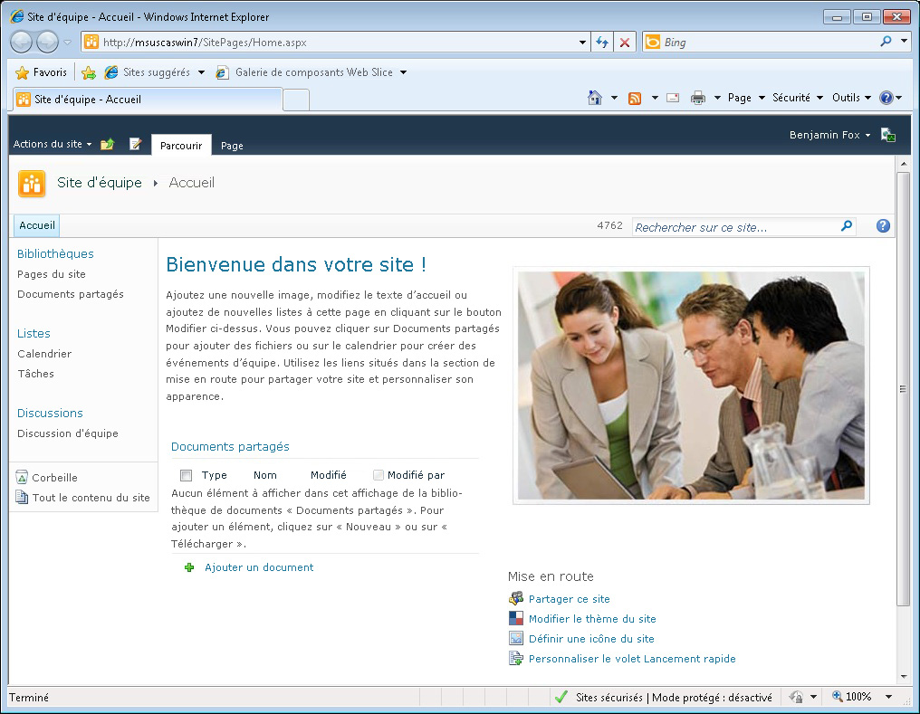 Nouveau site SharePoint