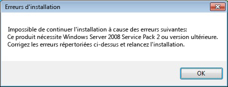 Impossible de continuer l’installation