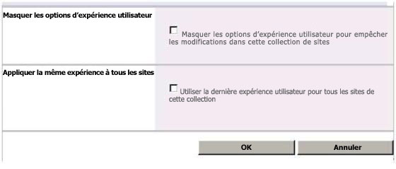 Changement de l’interface utilisateur au niveau de la collection de sites