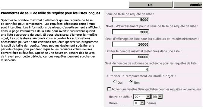 Définition du seuil pour la taille des requêtes