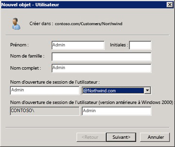 This diagram shows the new object dialog which lets you create a new user
