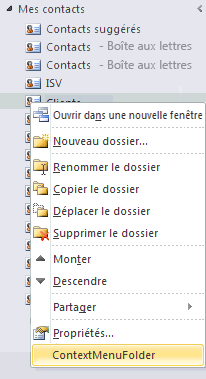 Développement du menu contextuel pour un dossier