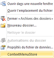 Développement du menu contextuel pour un dossier de stockage