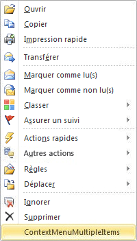 Développement du menu contextuel pour plusieurs éléments sélectionnés