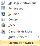 Développement du menu des nouveaux éléments pour le module de tâche