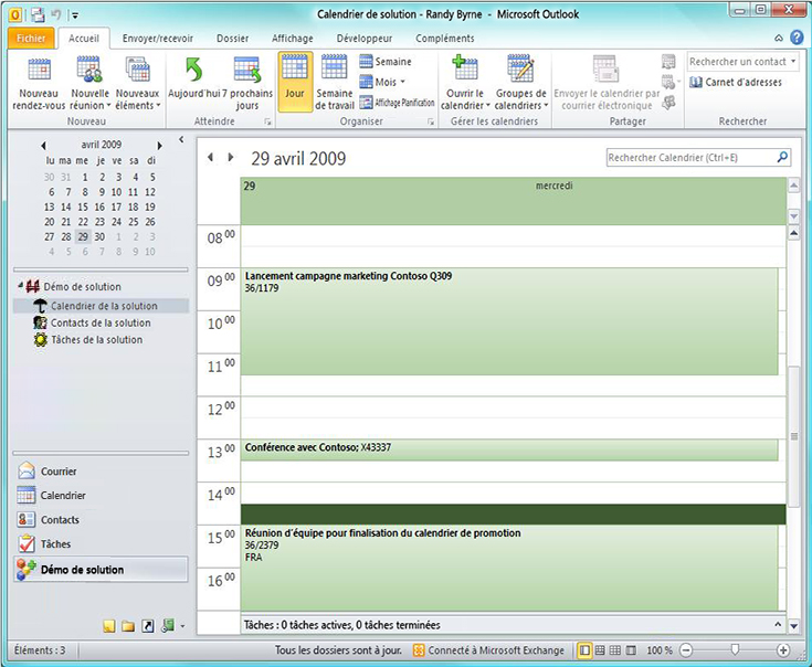 Exemple de module Solutions dans Outlook 2010