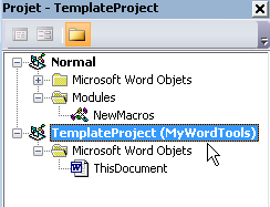 Explorateur de projets Visual Basic Editor