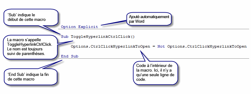 Code dans la fenêtre de code Visual Basic Editor
