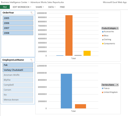 Basic Excel Services dashboard