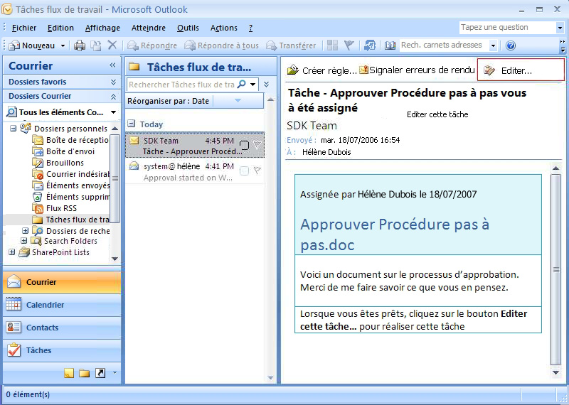 Tâches de flux de travail Office SharePoint Server 2007
