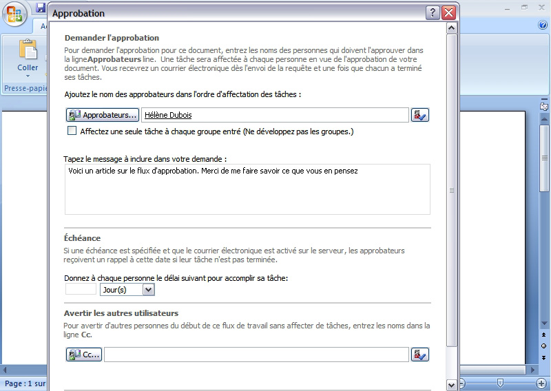Office SharePoint Server : scénario d’approbation