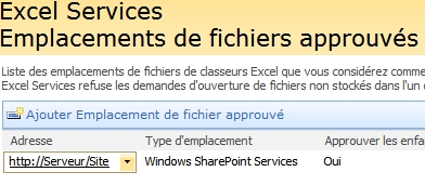 Services Excel : ajouter les emplacements des fichiers approuvés