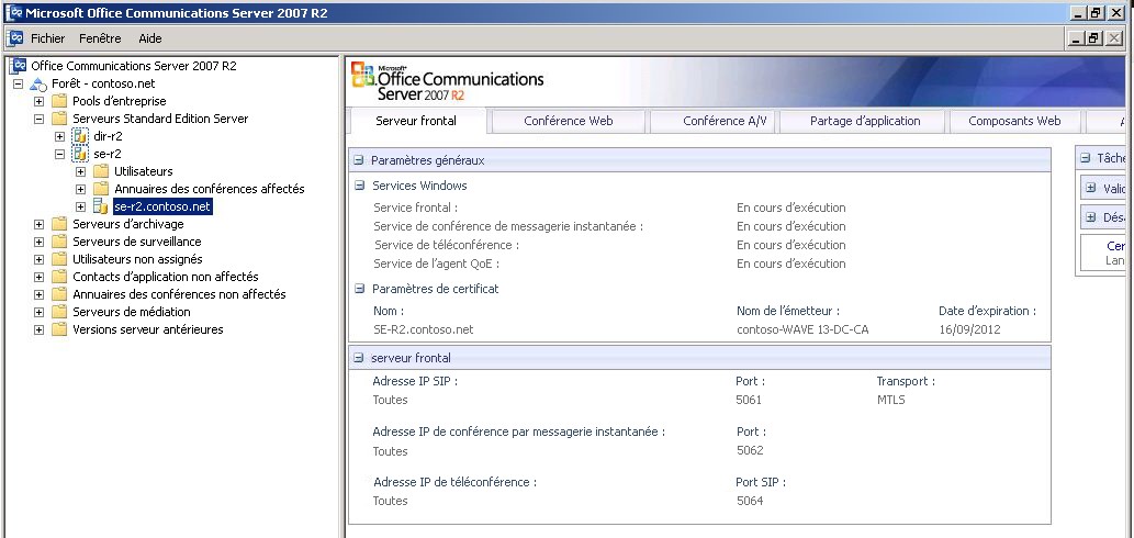 Office Communications Server 2007 R2 - Console d’administration