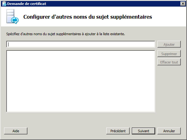 Configurer d’autres noms du sujet supplémentaires