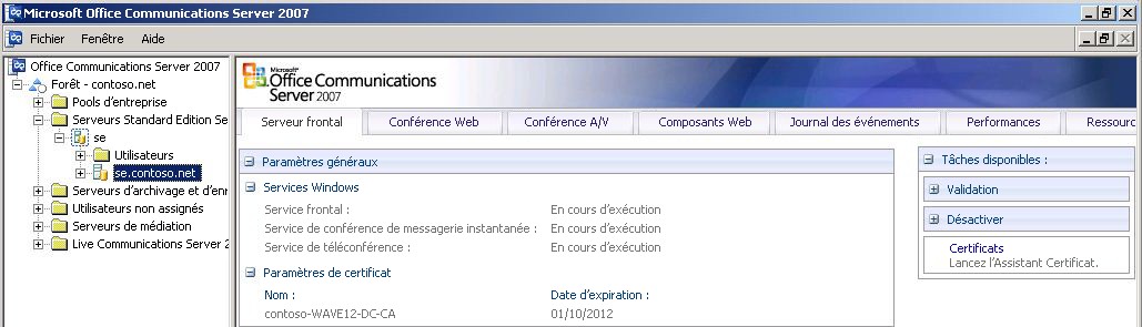 Office Communications Server 2007 - Console d’administration