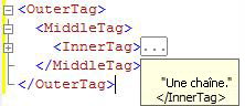Code XML avec info-bulle montrant le code masqué