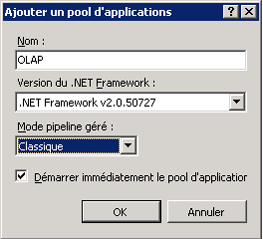 Capture d'écran de la boîte de dialogue Ajouter un pool d'applications