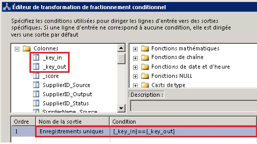 Éditeur de transformation de fractionnement conditionnel