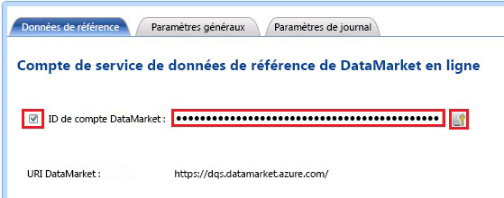 Compte de service de données de référence d'Azure Data Market