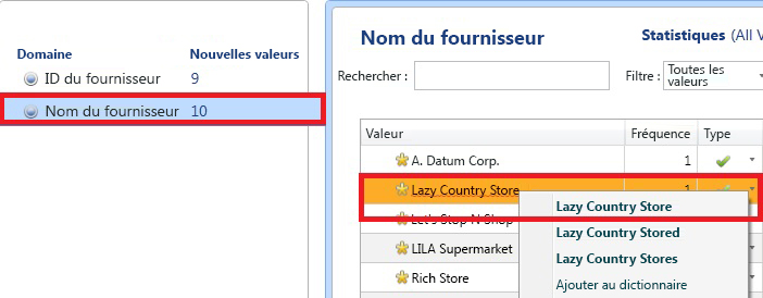 Corriger le nom du fournisseur - Lazy Country Store