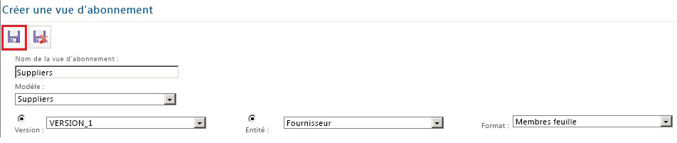 Bouton Enregistrer vue d'abonnement