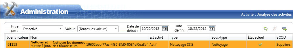 Projet de nettoyage DQS créé par le package SSIS
