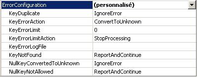 Collection de propriétés ErrorConfiguration