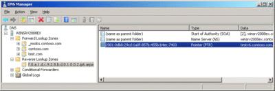 Figure 4 Enregistrement PTR pour IPv6 dans Windows Server 2008