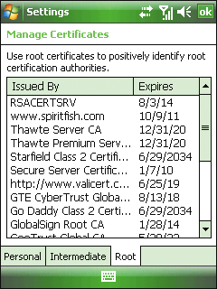 Figure 5 Administration des certificats numériques