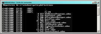 Figure 2 Fichiers ADMX dans le répertoire \Windows\PolicyDefinitions Directory