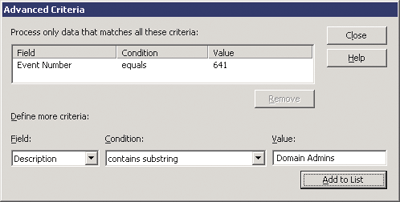 Figure 6 Entering Advanced Criteria