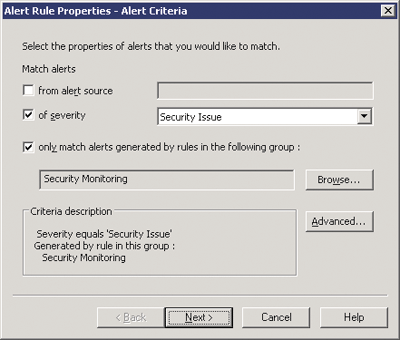 Figure 8 Setting Alert Criteria