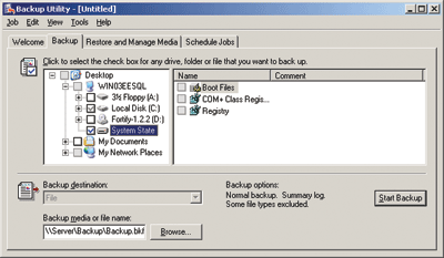 Figure 2 Backing Up System State