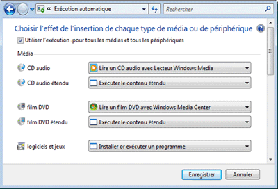 Windows Vista traite les paramètres d’exécution automatique de façon globale 