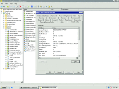 Figure 8 Éditeur d'attributs dans Utilisateurs et ordinateurs d'Active Directory