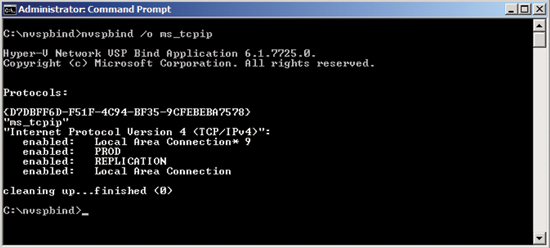 Figure 3 Viewing a binding order list using nvspbind