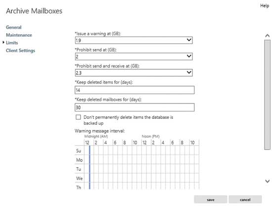 You can set or remove database limits