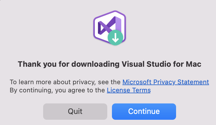 Follow the links to the privacy and terms, then continue if you agree