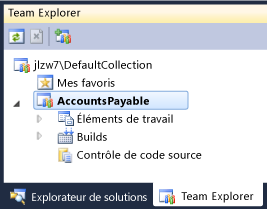 Le nouveau projet apparaît dans Team Explorer