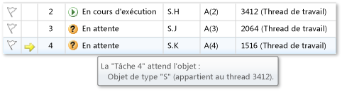 Fenêtre Tâches avec tâche en attente et info-bulle