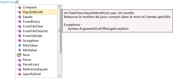 Exemple IntelliSense