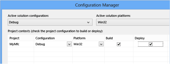 Boîte de dialogue Gestionnaire de configuration