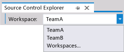 Basculement de l'espace de travail dans l'Explorateur du contrôle de code source